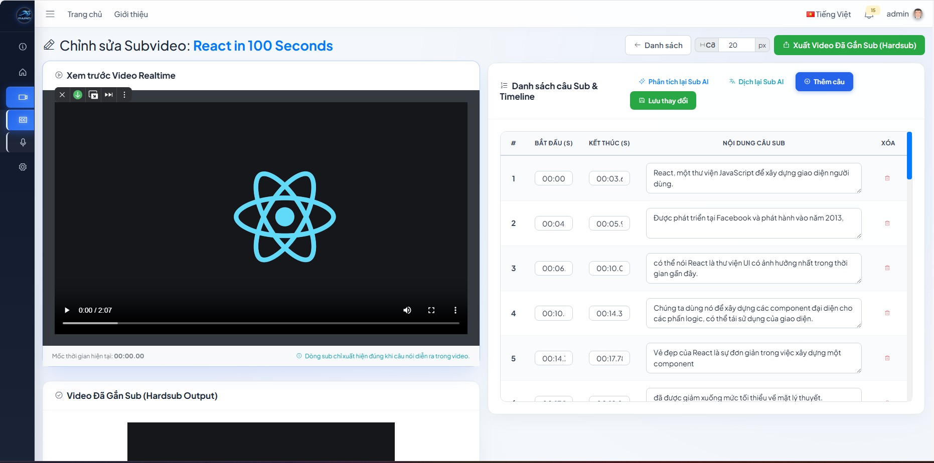 Công cụ lồng tiếng & Bóc tách Phụ đề Video AI